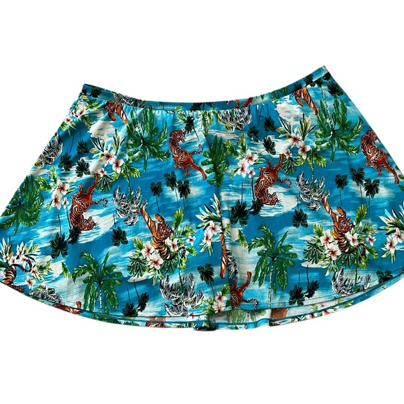 torrid Aqua Tropical Print withTigers Skater Style Swim Skirt 5X NEW - Picture 2 of 6
